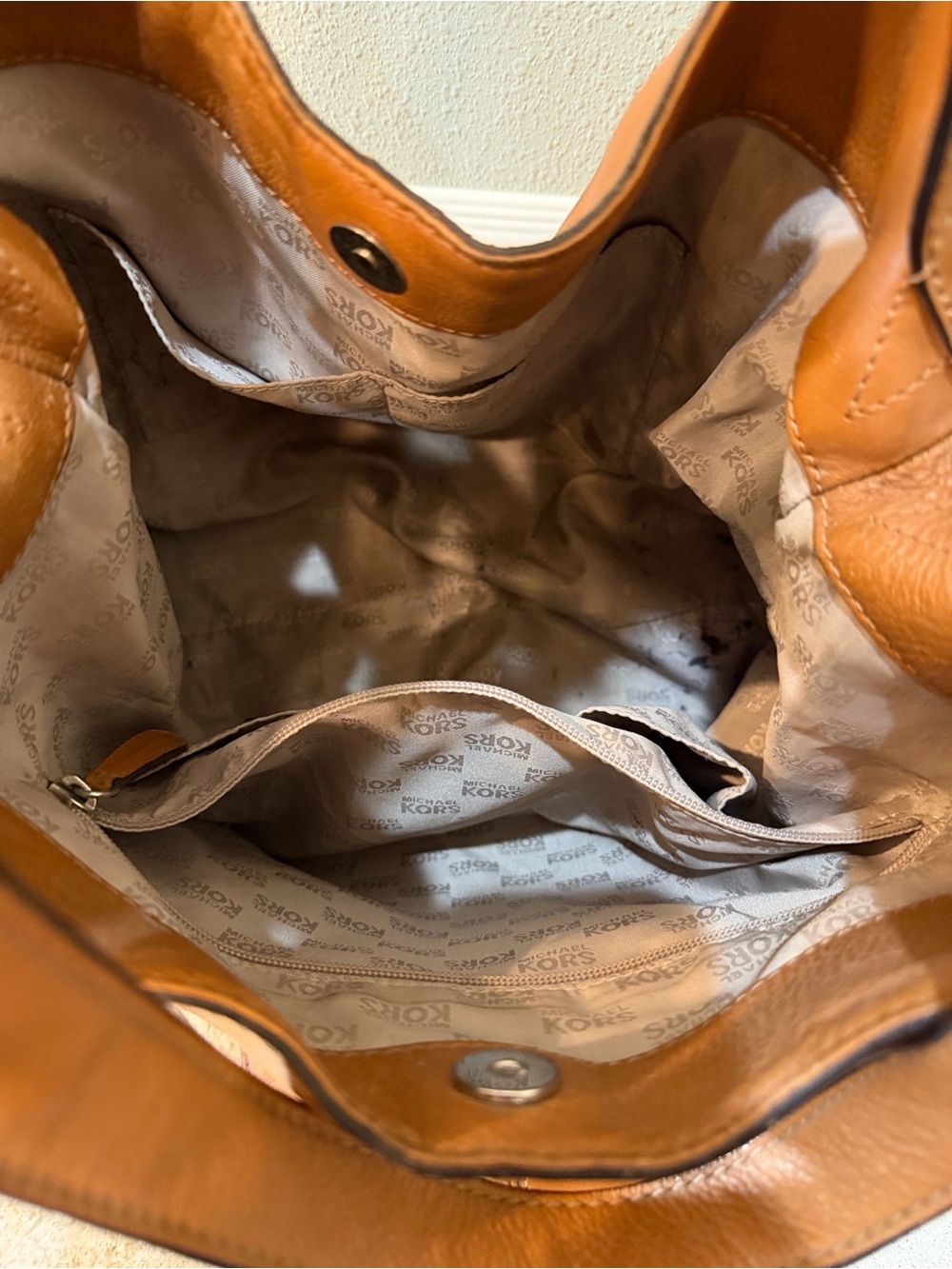 Michael Kors Studded Leather Shoulder Tote and Wallet in Cognac - Picture 3 of 6